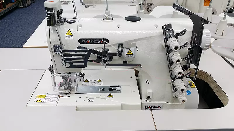 Kansai Special NW-8803GMG 3-Needle Top & Bottom Flat Bed Coverstitch With  Binding Fittings Industrial Sewing Machine With Table and Servo Motor