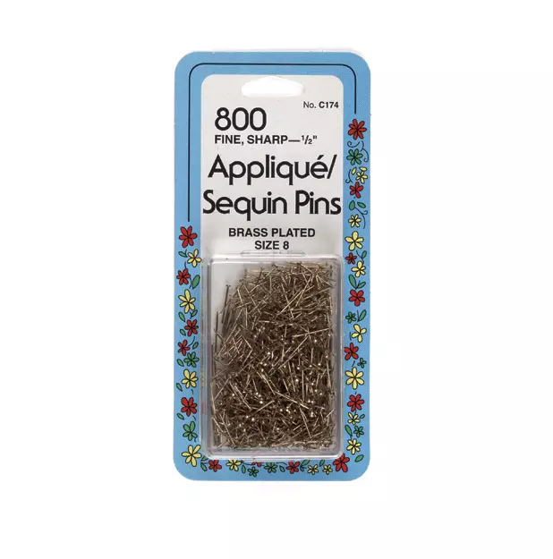 12 Packs: 800 ct. (9,600 total) 1/2 Brass Applique/Sequin Pins by Loops &  Threads®