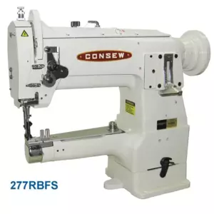 ​Consew 277RBFS Heavy Duty Narrow Cylinder Arm 1 Needle Drop Feed Needle Feed Compound Feed Alternating Presser Feet Lockstitch Industrial Sewing Machine With Table and Servo Motor​