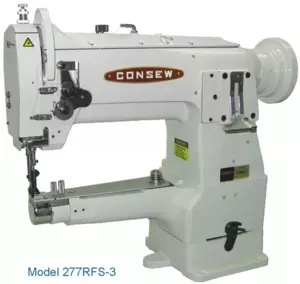 ​Consew 277RFS-3 Heavy Duty Narrow Cylinder Arm 1 Needle Drop Feed Needle Feed Compound Feed Alternating Presser Feet Lockstitch Industrial Sewing Machine With Table and Servo Motor​