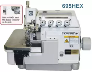 Consew 695HEX High Speed Overlock Machine Industrial Sewing Machine With Track Foot, Table and Servo Motor