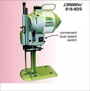 ​Consew 818-8DS-Straight Knife Cloth Cutting Machine with Automatic Abrasive Belts Sharpener With Table and Servo Motor