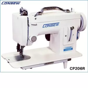 Consew CP206R Single Needle Drop Feed Walking Foot Lockstitch Industrial Sewing Machine With Table and Servo Motor