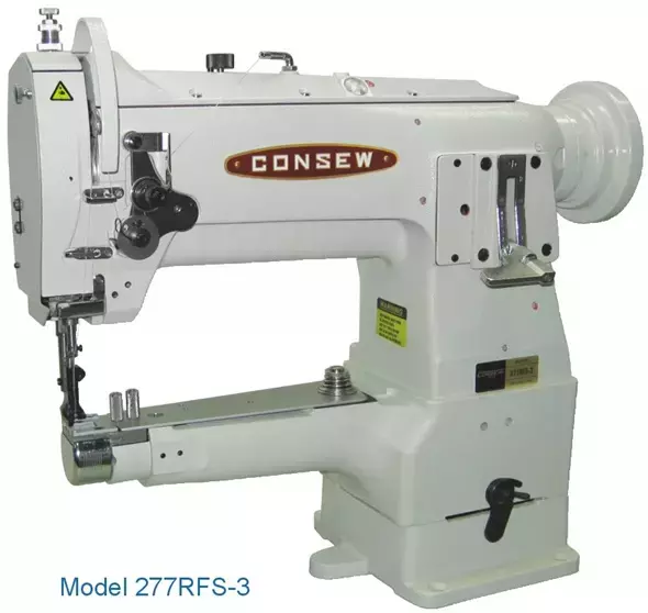 ​Consew 277RFS-3 Heavy Duty Narrow Cylinder Arm 1 Needle Drop Feed Needle Feed Compound Feed Alternating Presser Feet Lockstitch Industrial Sewing Machine With Table and Servo Motor​