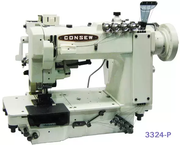 Consew 3321 Series 1 to 6 Needles High Speed Drop Feed Needle Feed Walking Presser Foot Double Chainstitch Machine With Table and Servo Motor