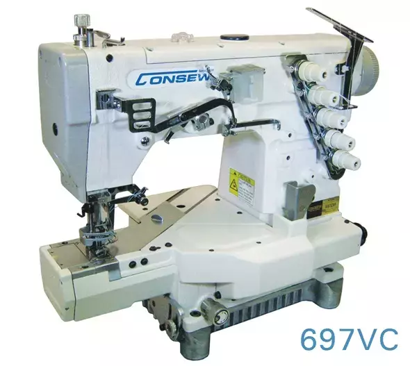 Consew 697VC High Speed Coverstitch Industrial Sewing Machine With Table and Servo Motor