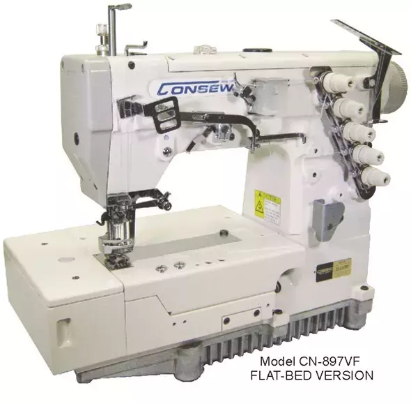 Consew CN-897VF V-series High Speed Coverstitch Industrial Sewing Machine With Table and Servo Motor